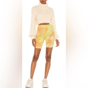 SUPERDOWN || Antonia Biker Short in Orange Multi Tie Dye - SZ XXS 🧡💛NWT💛🧡